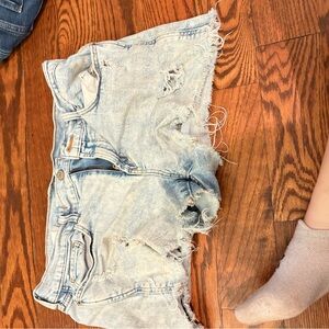 Distressed Light Blue Denim Shorts